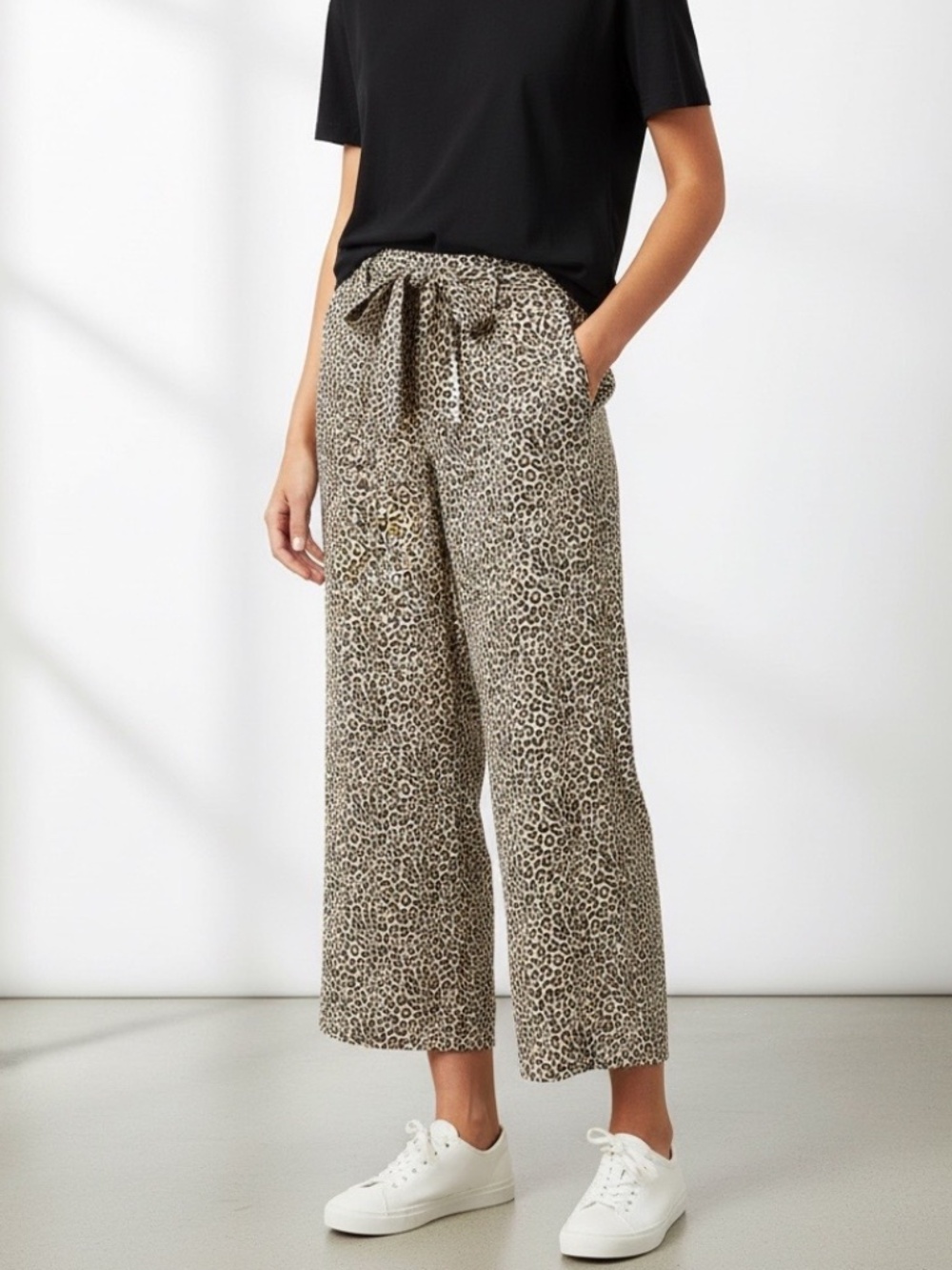 J.crew silk wide leg crop pants in leopard
